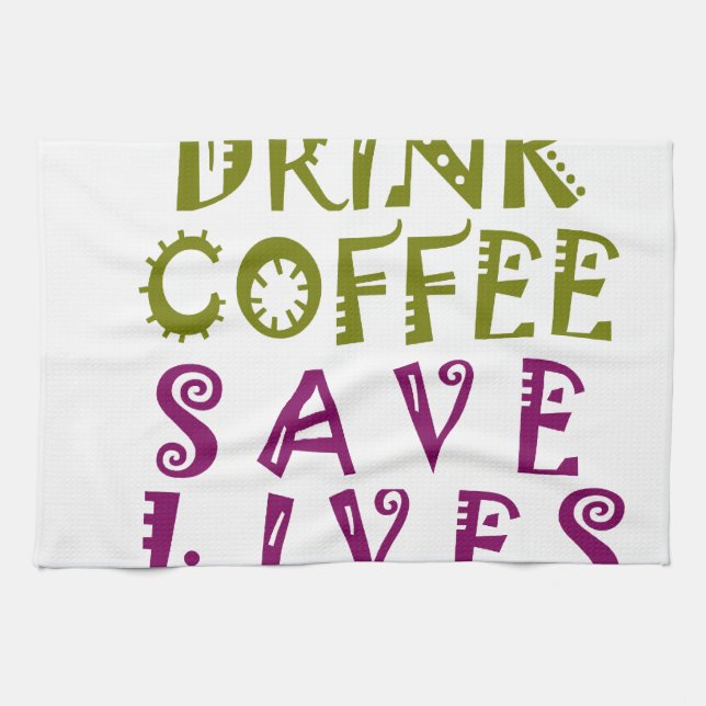 I Just want to drink coffee & take selfies Tea Towel (Horizontal)