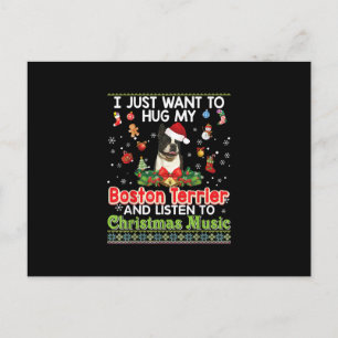 I Just Want To Hug My Boston Terrier Dog& Listener Announcement Postcard