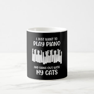 i just want to play piano gift for cat lovers coffee mug