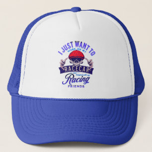 I Just Want To Work On My Racecar Skull Racing Trucker Hat