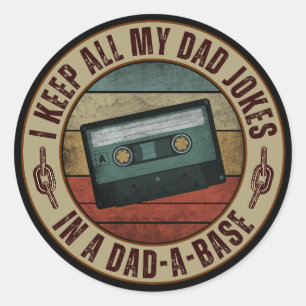 I keep all my dad jokes in a dad a base classic round sticker