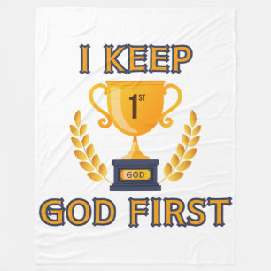 I Keep God First Faith Based Fleece Blanket