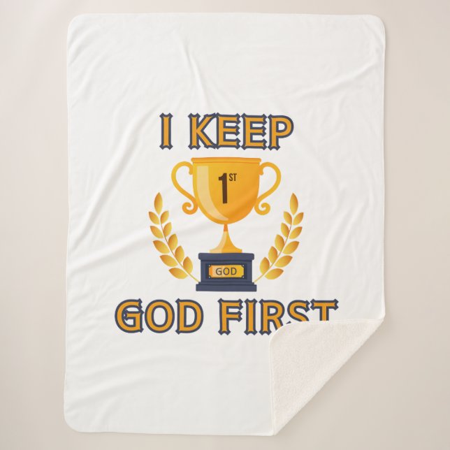I Keep God First Faith Based Sherpa Blanket (Front)