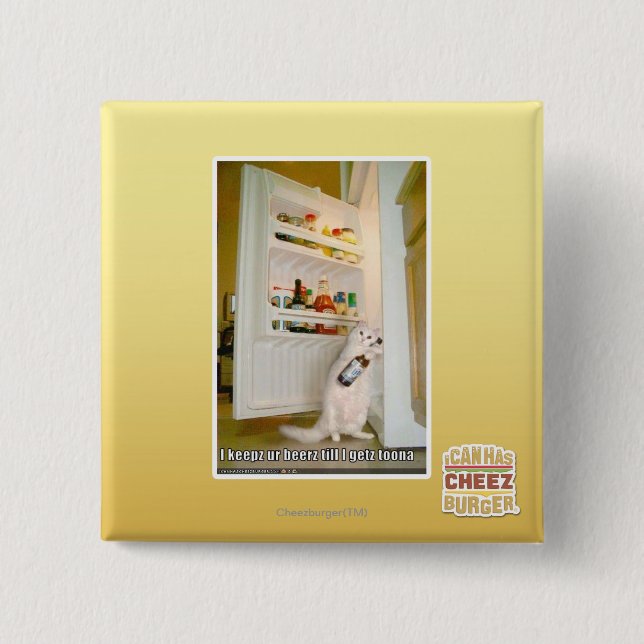 I keepz ur beerz 15 cm square badge (Front)