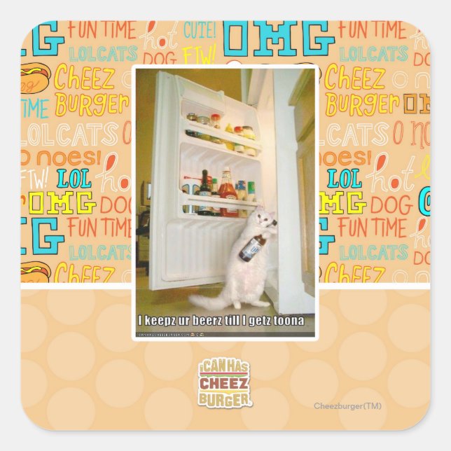 I keepz ur beerz square sticker (Front)