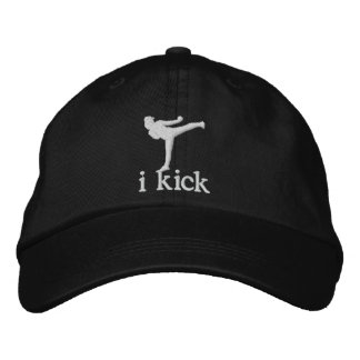 i kick embroidered / lady kickboxer in white embroidered hat