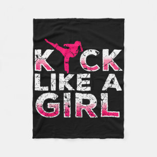 I Kick Like A Girl-karate Kickboxing Girls  Fleece Blanket