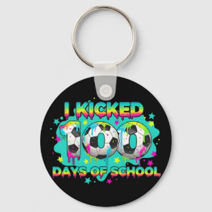 I Kicked 100 Days Of School Soccer Boys Funny Kids Key Ring