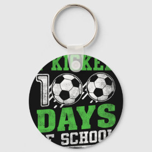 I Kicked 100 Days Of School Soccer Boys Girls Happ Key Ring