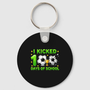 I Kicked 100 Days Of School Soccer Boys Kids Sport Key Ring