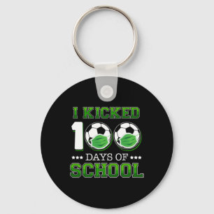I Kicked 100 Days Of School Soccer Wearing Face Ma Key Ring