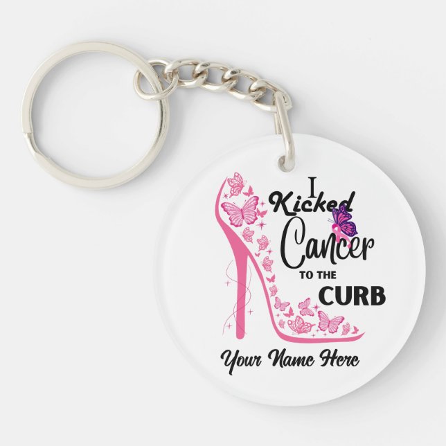 I Kicked Cancer To The Curb Acrylic Keychain (Front)