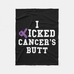 I Kicked Cancer's Butt Pancreatic Cancer Awareness Fleece Blanket