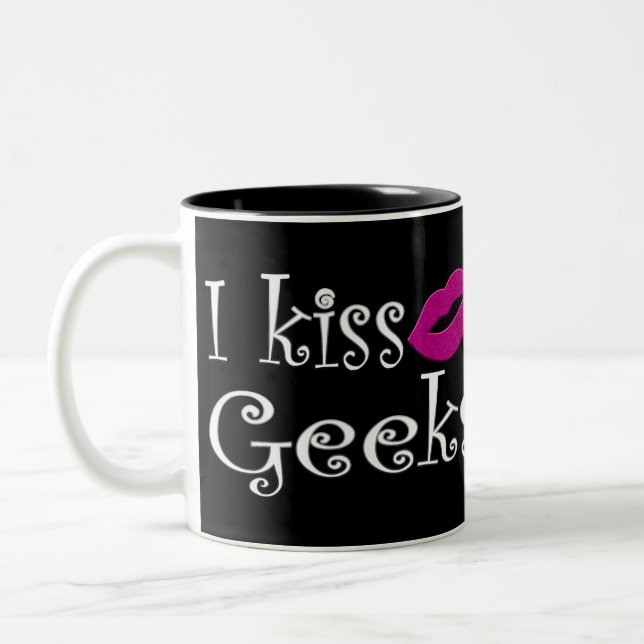 I Kiss Geeks Two-Tone Coffee Mug (Left)
