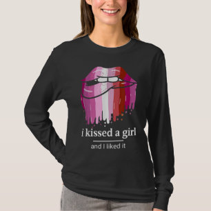 I kissed a girl and I liked it Bi Pride Lips lesbi T-Shirt