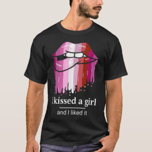 I kissed a girl and I liked it Bi Pride Lips lesbi T-Shirt