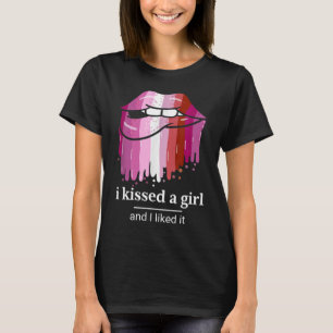 I kissed a girl and I liked it Bi Pride Lips lesbi T-Shirt
