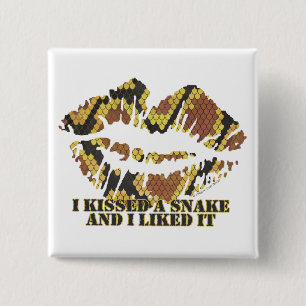 I Kissed a Snake Brown and Gold Print 15 Cm Square Badge