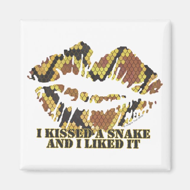 I Kissed a Snake Brown and Gold Print Magnet (Front)