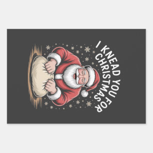 I knead you for Christmas Bakery Santa Cooking Wrapping Paper Sheet