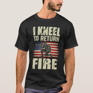 I Kneel To Return Fire Veteran USA American Flag S T-Shirt