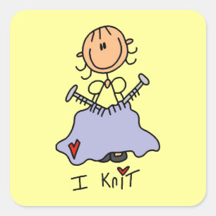 I Knit Square Sticker