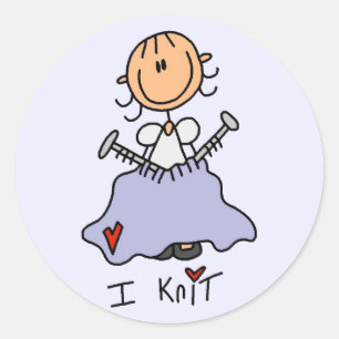 I Knit Stick Figure Tshirts and Gifts Classic Round Sticker