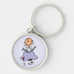 I Knit Stick Figure Tshirts and Gifts Key Ring