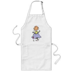 I Knit Stick Figure Tshirts and Gifts Long Apron