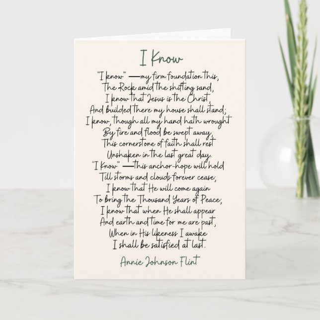 "I Know" Annie Johnson Flint Poetry Greeting Card (Front)