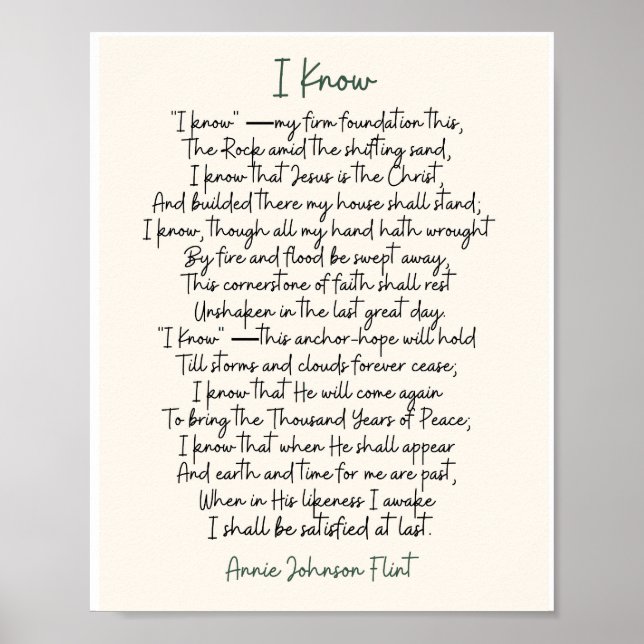 "I Know" Annie Johnson Flint Value Poster (Matte) (Front)
