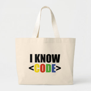 I Know CODE Large Tote Bag