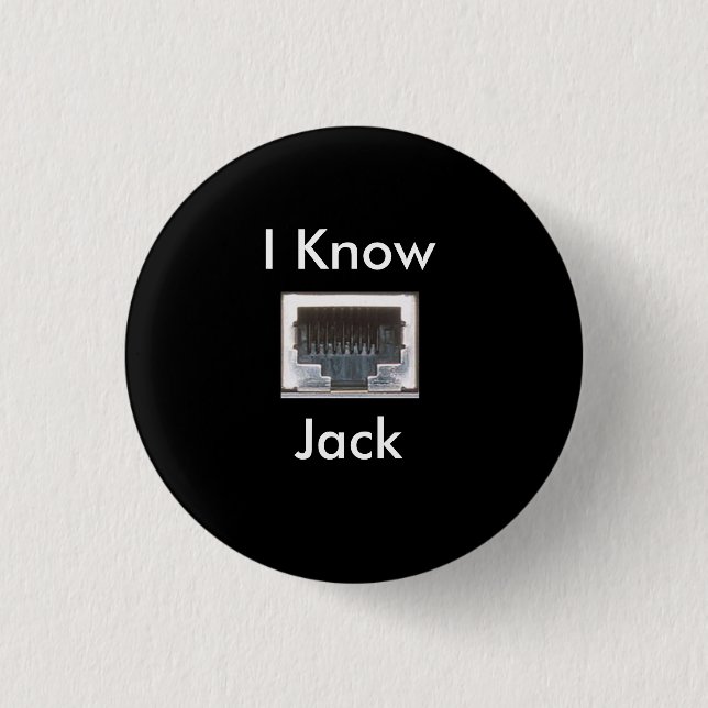 I Know Ethernet Network Jack 3 Cm Round Badge (Front)