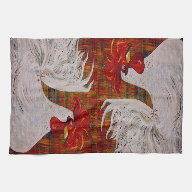 I Know I am Lovely White Rooster Tea Towel (Horizontal)