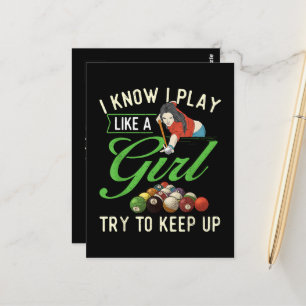 I Know I Play Like A Girl - Female Billiard Pool Postcard