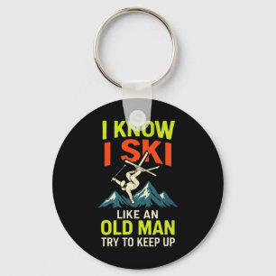 I Know I Ski - Funny Skiing Quotes Freestyle  Key Ring