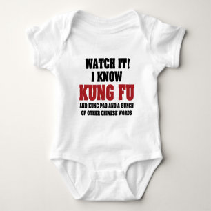 I Know Kung Fu and Kung Pao - Funny Martial Arts Baby Bodysuit