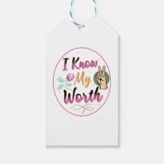 I know my worth funny design gift tags