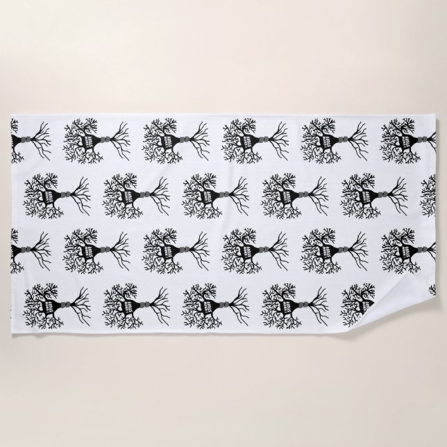I Know Stuff Neuron Silhouette Beach Towel (Front)