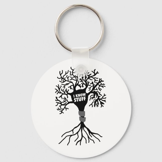 I Know Stuff Neuron Silhouette Key Ring (Front)