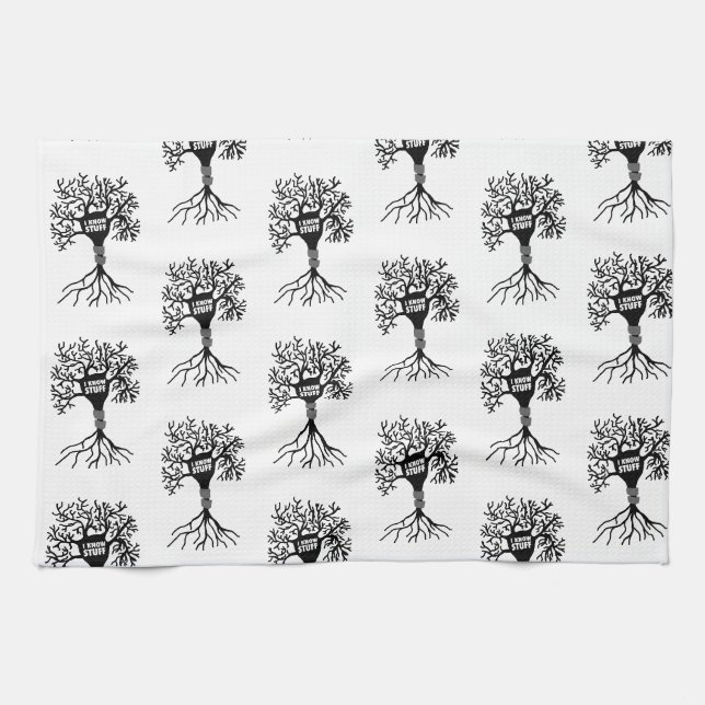 I Know Stuff Neuron Silhouette Tea Towel (Horizontal)