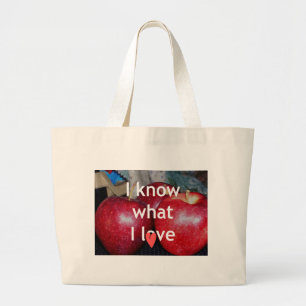 "I Know What I Love" – Apple-Themed Design Large Tote Bag