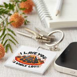 I Lave You a Whole Lot Cute Volcano Love Key Ring