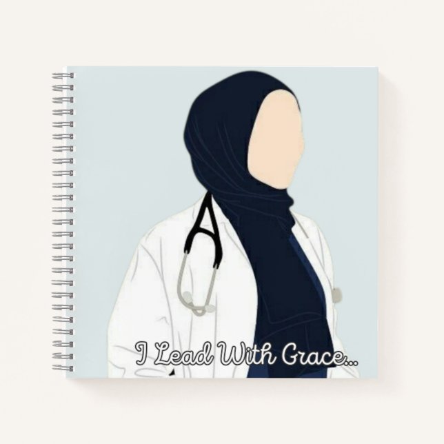  I Lead with Grace- Hijabi Doctor Notebook (Front)