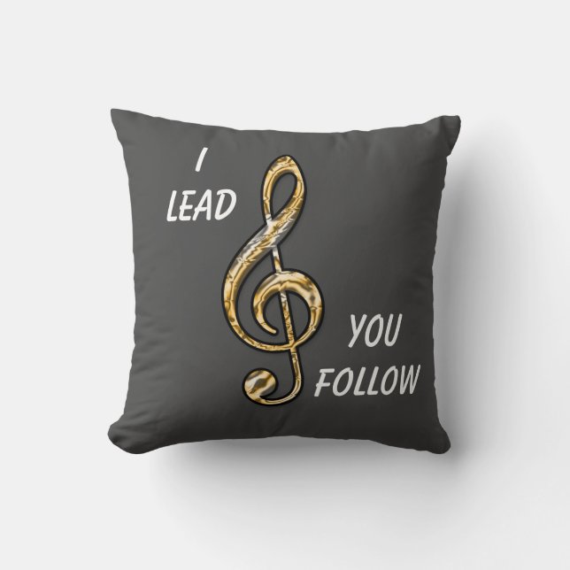 I Lead You Follow Clef Classroom Music Teacher Cushion (Front)
