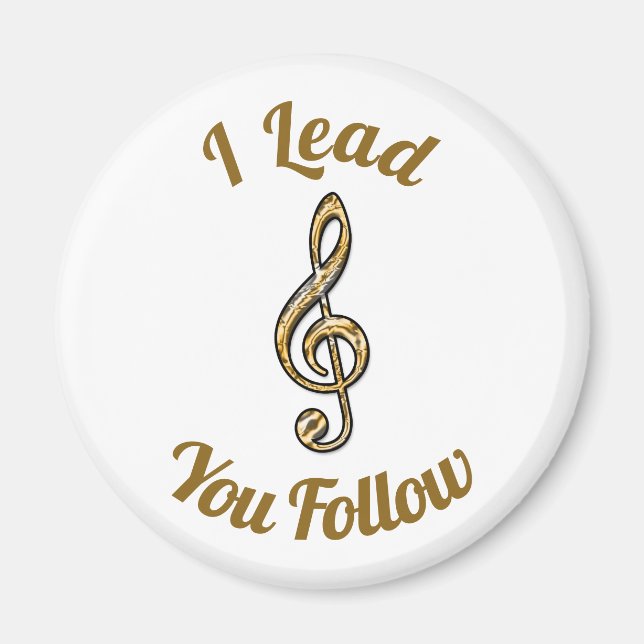 I Lead You Follow Music Teacher Gold Thank You Magnet (Front)