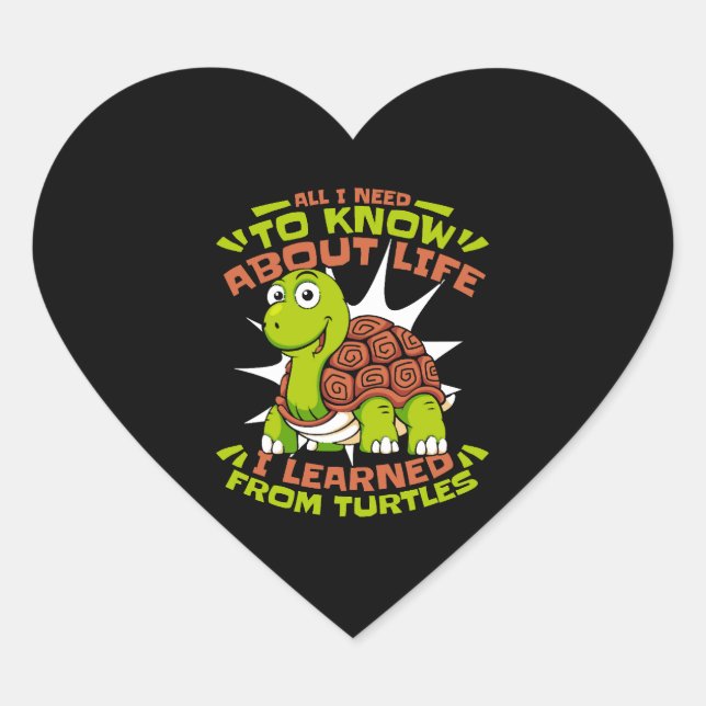 I Learned From Turtles Tortoise Painted Lover Heart Sticker (Front)