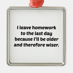 I Leave Homework To The Last Day Metal Ornament