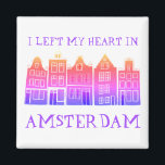 I Left My Heart in Amsterdam Holland Canal Houses Magnet<br><div class="desc">Decorate your home with this sweet whimsical Amsterdam houses pattern art magnet. Makes a great housewarming, birthday or wedding gift! You can customize it and change or add text too. Check my shop for lots more colors and patterns! And more matching items too like totes, stickers and tees. Let me...</div>