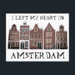I Left My Heart in Amsterdam Holland Canal Houses Postcard<br><div class="desc">Send a message with this sweet whimsical Amsterdam houses pattern art postcard.You can customise it and change or add text too. Add your own text on the back side. Check my shop for lots more colours and patterns! And more matching items too like totes, stickers, magnets, hats and tees. Let...</div>